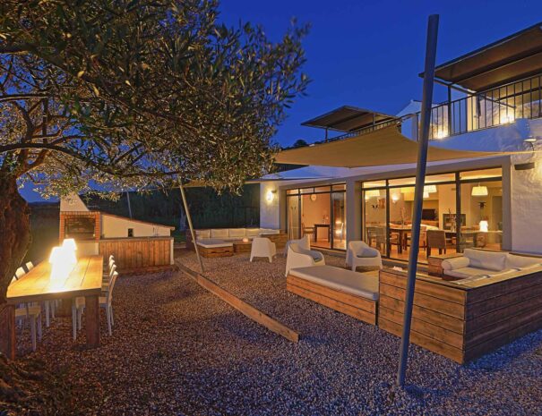 Lounge Sofas Outside at night